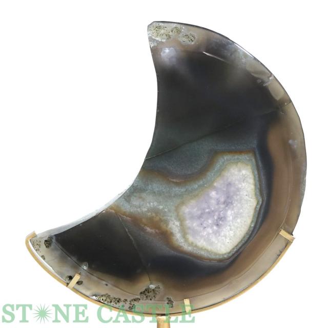 専用台座付き　クレイジーアゲート　月　きらきら　ドゥルージー　ハイグレード 天然石 クレイジーレースアゲート スフィア 55 2㎜ 木製台座付き