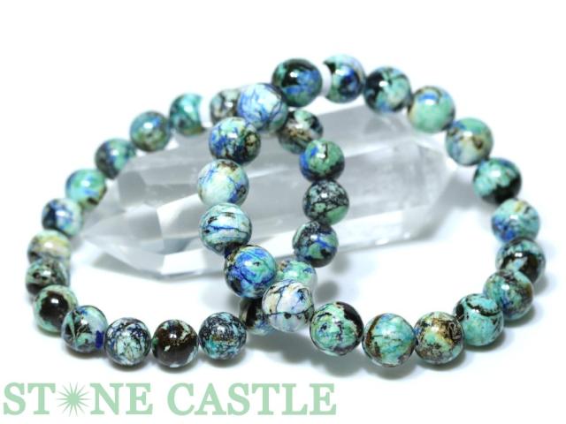 ☆高品質☆【ブレスレット】アズライトインパイライト (2A) (約10.5〜11mm) 天然石 パワーストーン