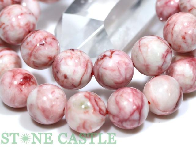 ☆高品質☆【ブレスレット】シナバー (辰砂) (白地) (3A) (約14〜14.5mm) 天然石 パワーストーン_3