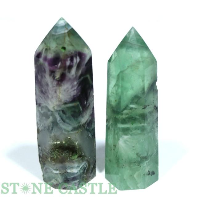 ☆一点物☆【置き石】ポイント型 エンジェルフェザーフローライト (2本セット) No.02 天然石 パワーストーン 4,781円