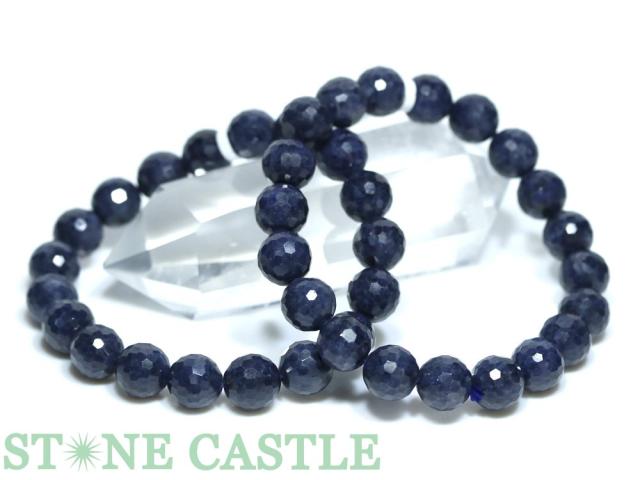 ☆高品質☆【ブレスレット】サファイア 128面カット (5A) (スリランカ産) (約9〜9.5mm) 天然石 パワーストーン