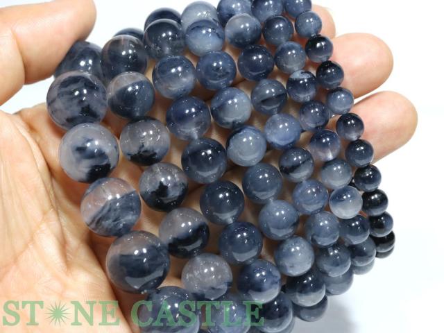 ☆高品質☆【ブレスレット】ザギマウンテンクォーツ (ブルー) (約8.5〜9mm) 天然石 パワーストーン