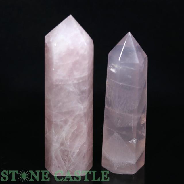 ☆一点物☆【置き石】ポイント型 ローズクォーツ (EX) (2本セット) No.47 天然石 パワーストーン