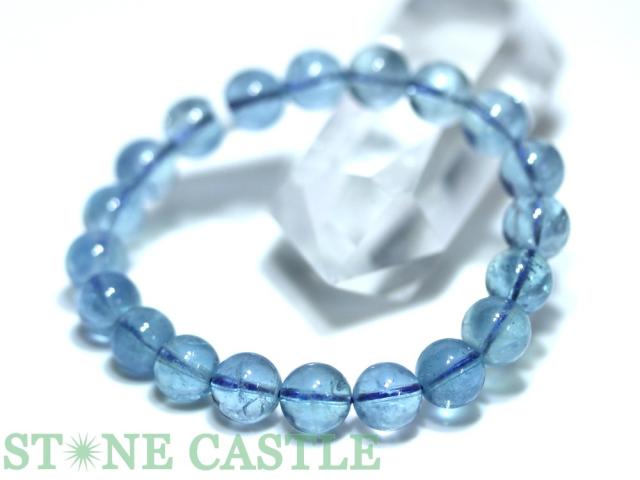 ☆一点物☆【ブレスレット】アクアマリン (7A) (約9.5〜10mm) No.02 