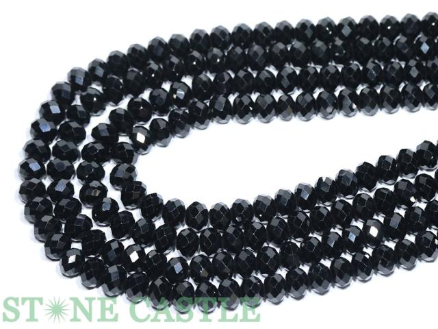 【カットビーズ】スピネル(ブラック) ボタン型カット 6×8mm 天然石 パワーストーン