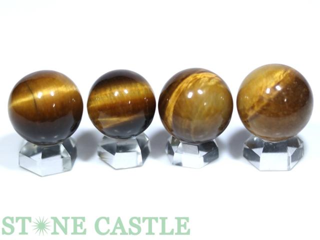 ☆一点物☆【置き石】丸玉 タイガーアイ (3A) (4個セット) No.43 天然石 パワーストーン