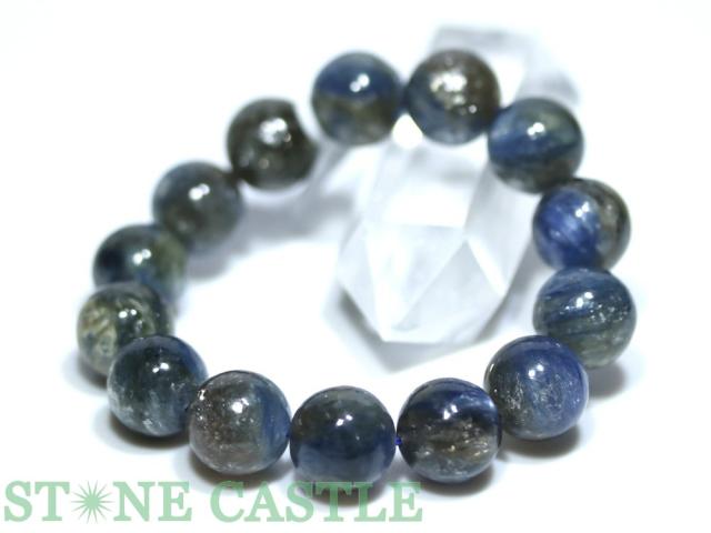 ☆一点物☆【ブレスレット】カイヤナイトマイカクォーツ (タンザニア産) (約15〜15.5mm) No.01 (ケース付) 天然石 パワーストーン