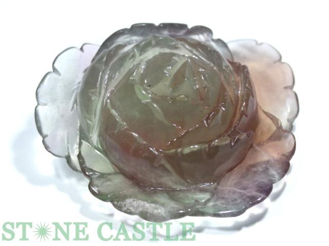 ☆一点物☆【彫刻置物】薔薇 フローライト No.13 天然石 パワーストーン
