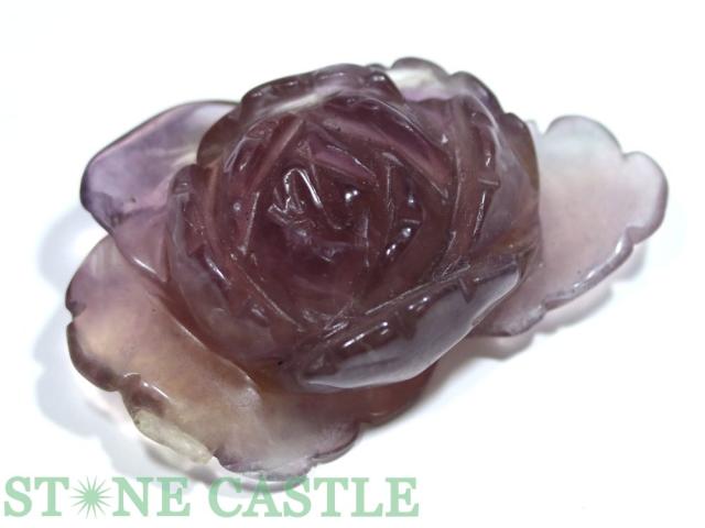 ☆一点物☆【彫刻置物】薔薇 フローライト No.14 天然石 パワーストーン