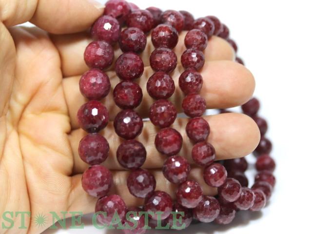 ☆高品質☆【ブレスレット】ルビー 128面カット (3A) (約10〜10.5mm 