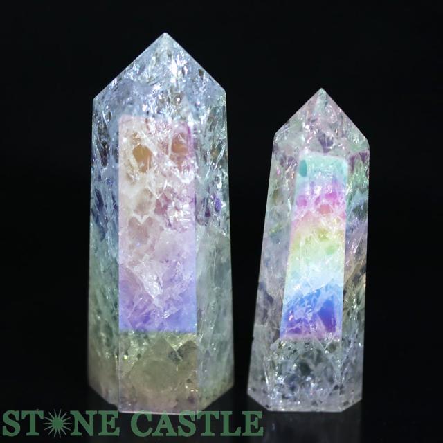 ☆一点物☆【置き石】ポイント型 クラッシュオーラ (2本セット) No.103 天然石 パワーストーン