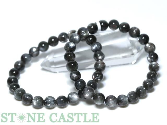 ☆高品質☆【ブレスレット】キャッツアイブラックプラチナサンストーン (5A) (約7〜7.5mm) 天然石 パワーストーン