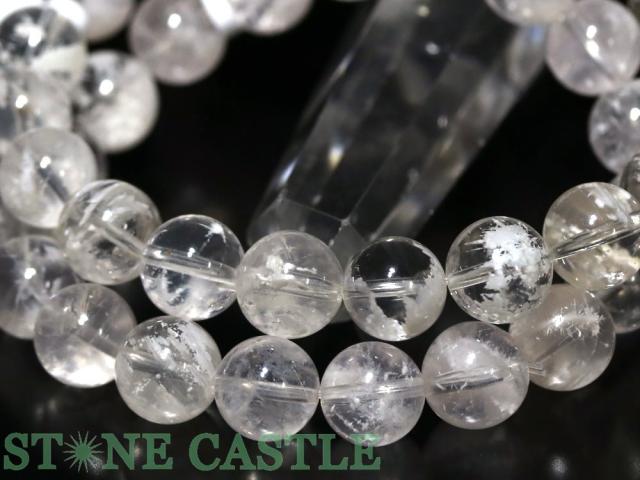 ☆高品質☆【ブレスレット】ホワイトスノーガーデンクォーツ (ピンク) (ブラジル産) (約10〜10.5mm) 天然石 パワーストーン_1