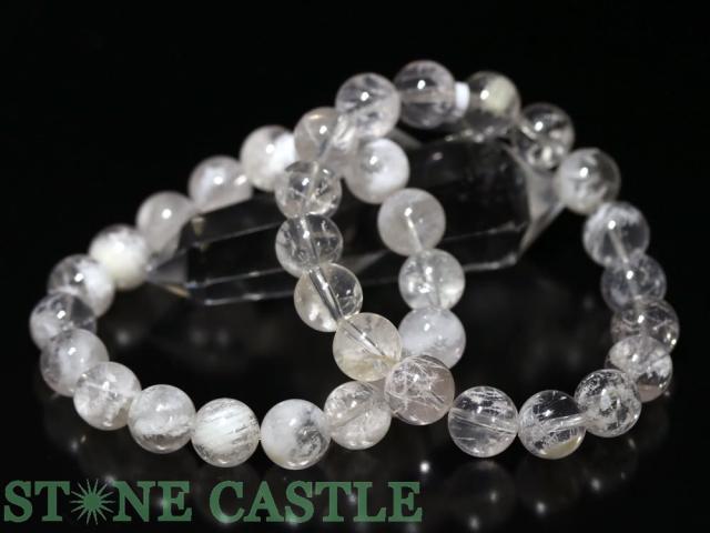 ☆高品質☆【ブレスレット】ホワイトスノーガーデンクォーツ (ピンク) (ブラジル産) (約10.5〜11mm) 天然石 パワーストーン