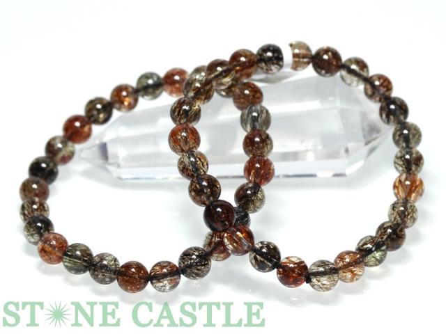 ☆高品質☆【ブレスレット】ブラックタイチンスーパーセブン (マイカ入り) (5A) (約7.5〜8mm) 天然石 パワーストーン