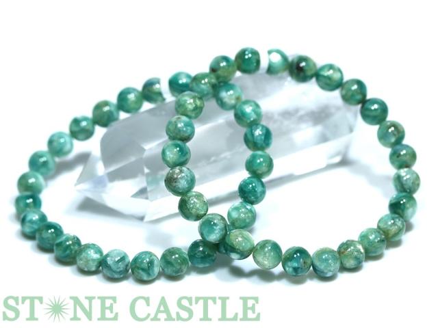 ☆高品質☆【ブレスレット】フラワーグリーンレピドライト (約7.5〜8mm) 天然石 パワーストーン