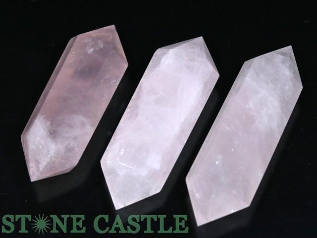 ☆一点物☆【置き石】ダブルポイント型 ローズクォーツ (EX) (3本セット) No.61 天然石 パワーストーン