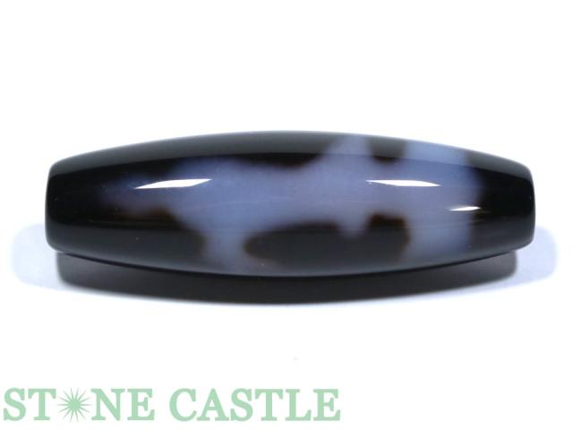 【天珠ビーズ】高級風化天珠3.8cm 観音 (茶地に白模様タイプ)(片面) ★特価★ 天然石 パワーストーン