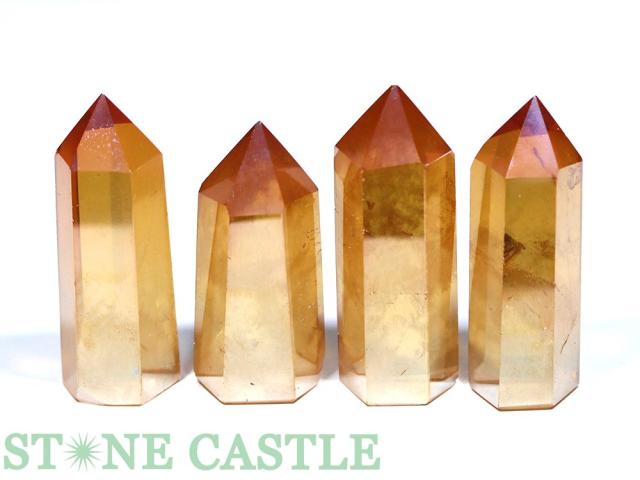 ☆一点物☆【置き石】ポイント型 ゴールデンオーラ (4本セット) No.72 天然石 パワーストーン