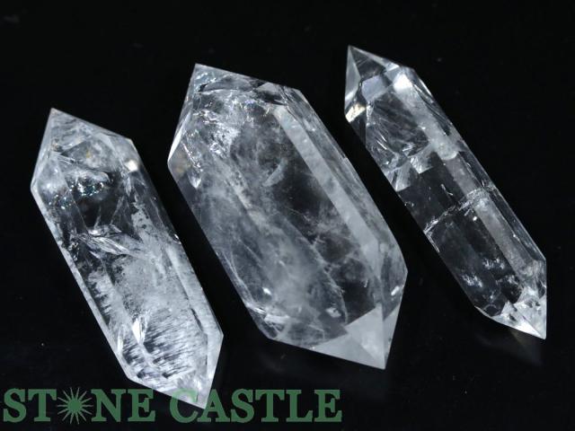 ☆一点物☆【置き石】ダブルポイント型 レインボー水晶 (3本セット) No.92 天然石 パワーストーン