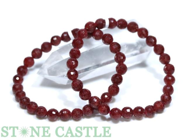 ☆高品質☆【ブレスレット】ルビー 128面カット (3A) (約7.5〜8mm
