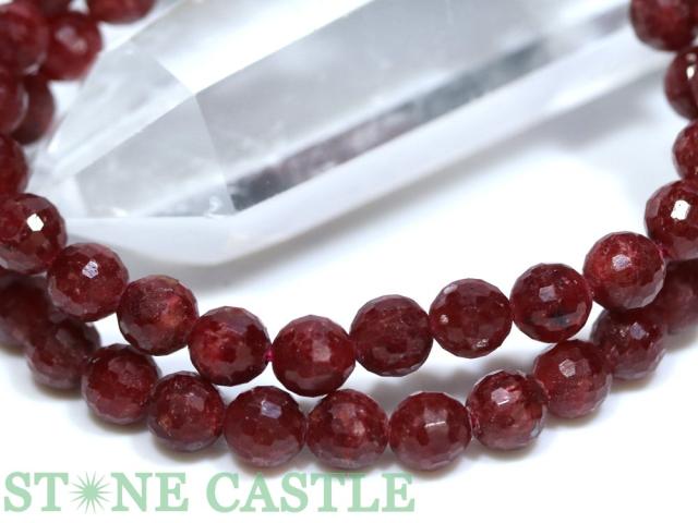 ☆高品質☆【ブレスレット】ルビー 128面カット (3A) (約7.5〜8mm