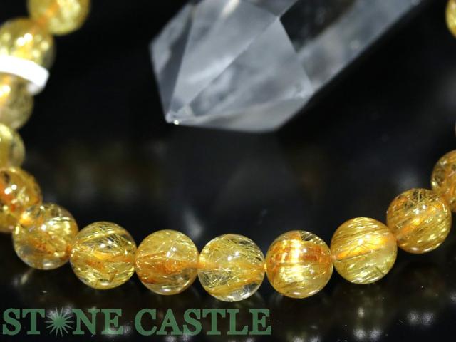 ☆一点物☆【ブレスレット】極太タイチンルチルクォーツ (9A) 7360F (約8〜8.5mm) (鑑別書付) (ケース付) 天然石 パワーストーン_1