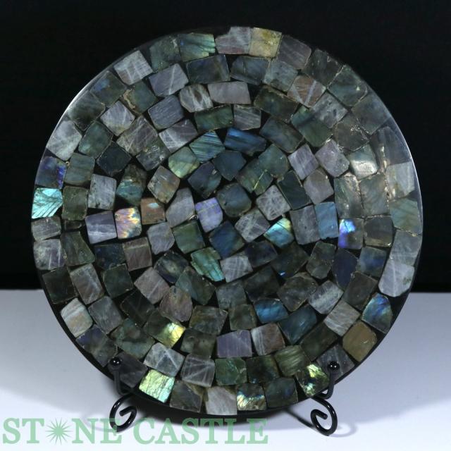 ☆一点物☆【置き石】ラブラドライト モザイクプレート (台付) No.23 天然石 パワーストーン