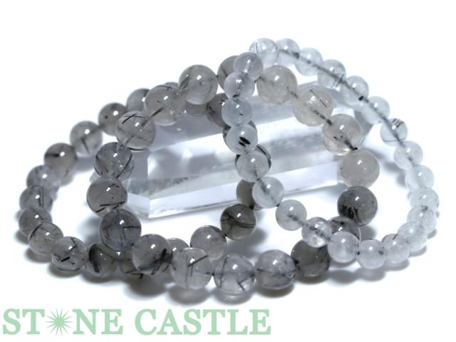 ☆特価アソート☆【ブレスレット】ブラックルチルクォーツ (約8〜16mm) (約12〜14本入り) 約500g 天然石 パワーストーン_3