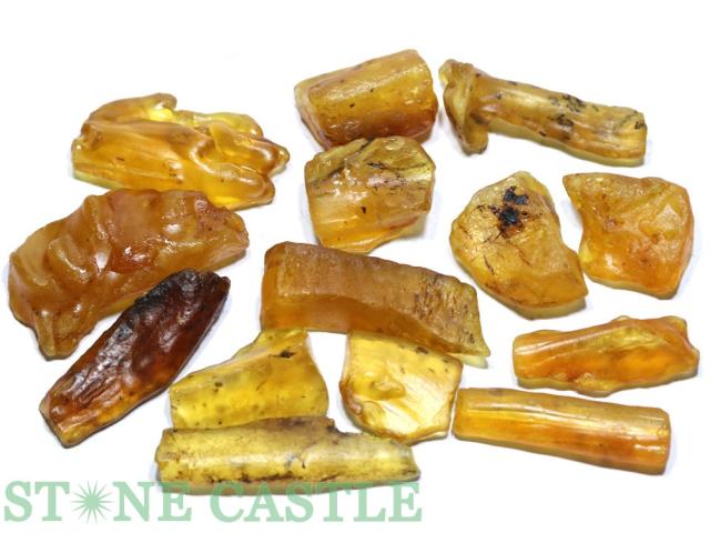 ☆一点物☆【原石】虫入り琥珀 (14個セット) No.12 天然石 パワーストーン