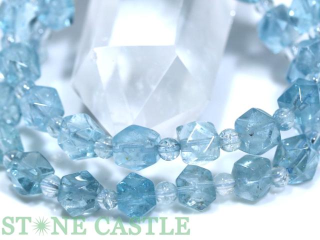 ☆高品質☆【ブレスレット】ブルートパーズ ナゲット型八面カット 約7x7〜8x8mm 天然石 パワーストーン_2