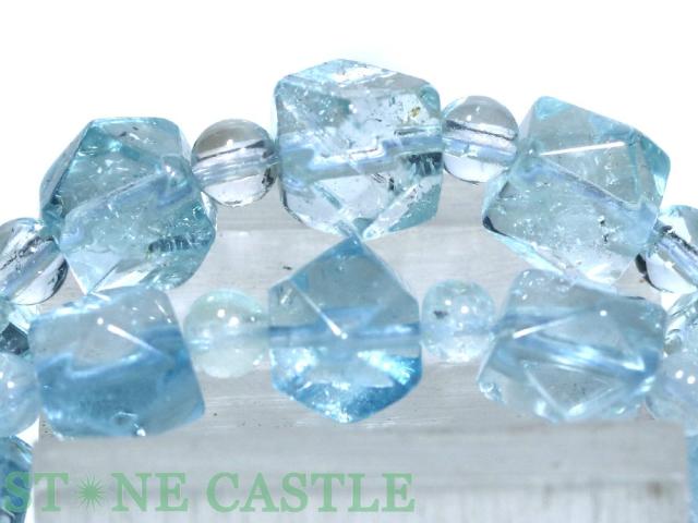 ☆高品質☆【ブレスレット】ブルートパーズ ナゲット型八面カット 約7x7〜8x8mm 天然石 パワーストーン_4