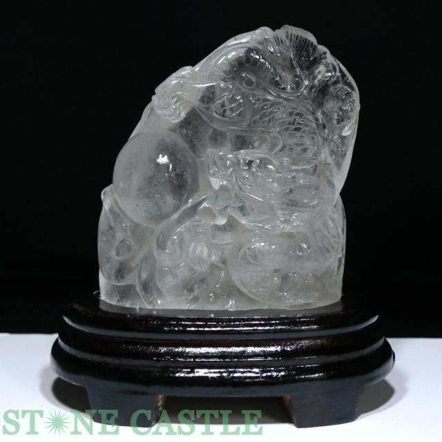 ☆一点物☆【彫刻置物】龍 水晶 (台付) No.58 天然石 パワーストーン