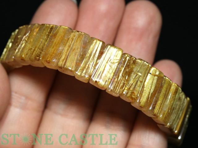 極煌14A】 極太 タイチン ゴールド ルチル ブレスレット 11.5mm 金針