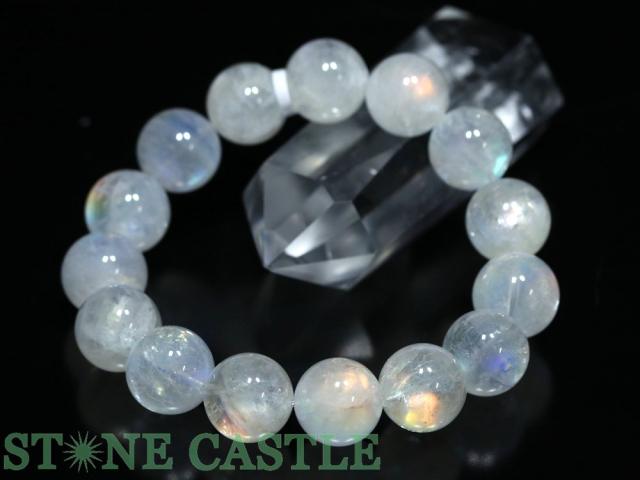 ☆一点物☆【ブレスレット】マダガスカル産レインボームーンストーン (6A) No.04 (約14〜14.5mm) (ケース付) 天然石 パワーストーン