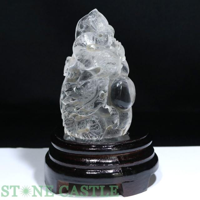 ☆一点物☆【彫刻置物】龍 水晶 (台付) No.50 天然石 パワーストーン