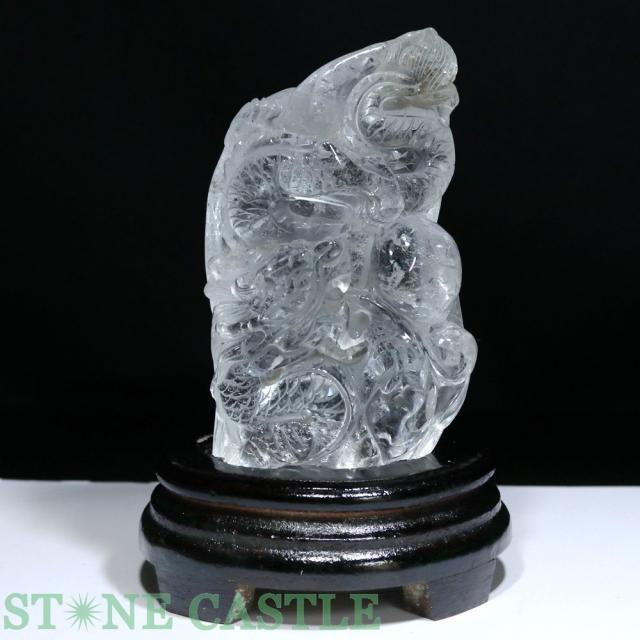 ☆一点物☆【彫刻置物】龍 水晶 (台付) No.52 天然石 パワーストーン