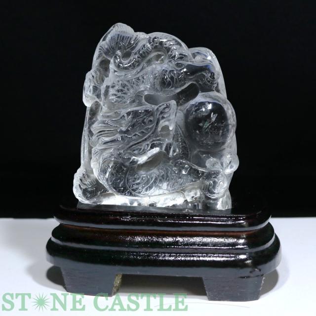 ☆一点物☆【彫刻置物】龍 水晶 (台付) No.56 天然石 パワーストーンの
