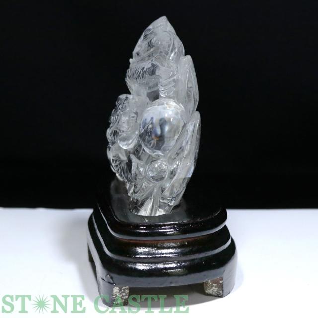 ☆一点物☆【彫刻置物】龍 水晶 (台付) No.56 天然石 パワーストーンの