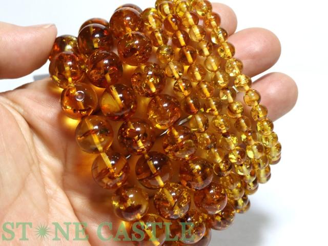☆高品質☆【ブレスレット】天然フラワーアンバー(琥珀) (ロシア産) (約12〜12.5mm) (ケース付) 天然石 パワーストーン_2