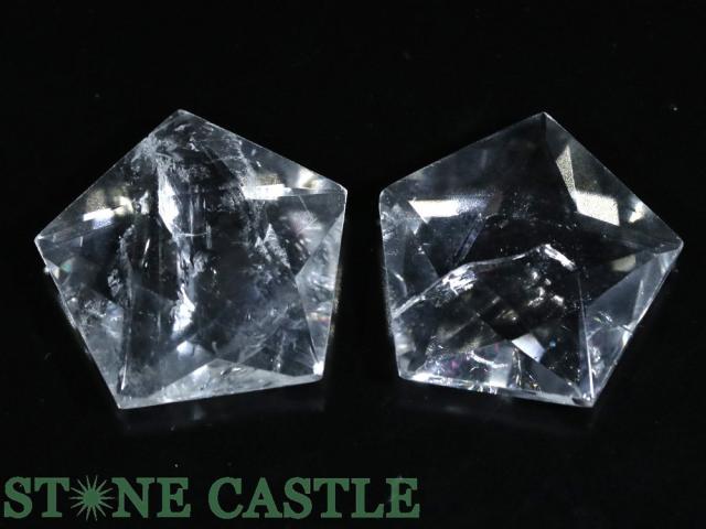 ☆一点物☆【置き石】五芒星 天然水晶 (レインボー入り) 約30mm (2個セット) No.06 天然石 パワーストーン