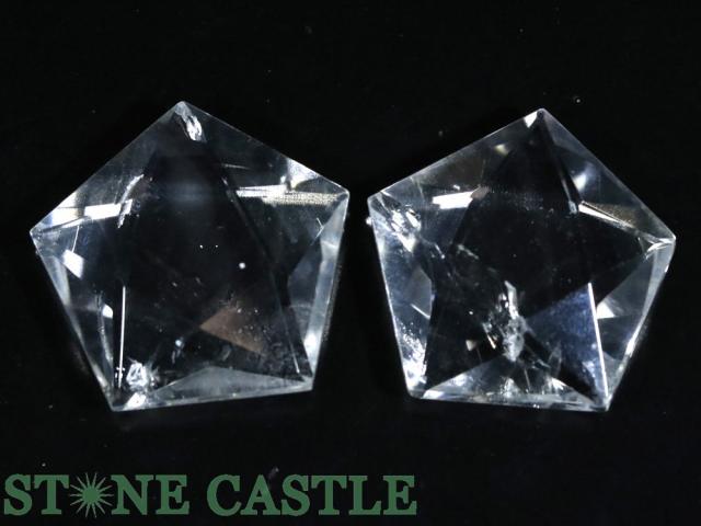 ☆一点物☆【置き石】五芒星 天然水晶 (レインボー入り) 約30mm (2個セット) No.07 天然石 パワーストーン
