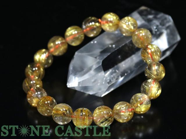 ☆一点物☆【ブレスレット】極太タイチンルチルクォーツ (7A) 7388F (約10〜10.5mm) (鑑別書付) (ケース付) 天然石 パワーストーン
