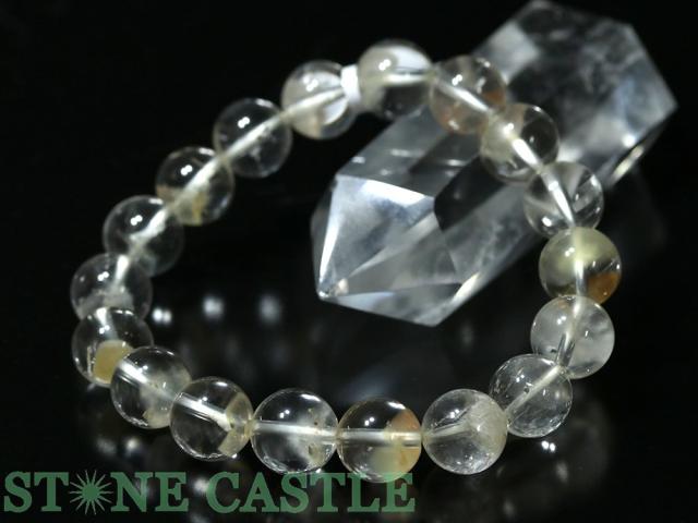 ☆一点物☆【ブレスレット】クラスターインクォーツ (ラビットヘアファントム入り) (約11.5〜12mm) 9219F (鑑別書付) (ケース付) 天然石 パワーストーン