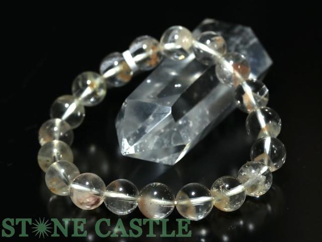 ☆一点物☆【ブレスレット】クラスターインクォーツ (ラビットヘアファントム入り) (約11〜11.5mm) 9220F (鑑別書付) (ケース付) 天然石 パワーストーン