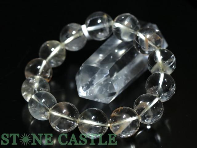 ☆一点物☆【ブレスレット】クラスターインクォーツ (ラビットヘアファントム入り) (約15.5〜16mm) CS9751 (鑑別書付) (ケース付) 天然石 パワーストーン