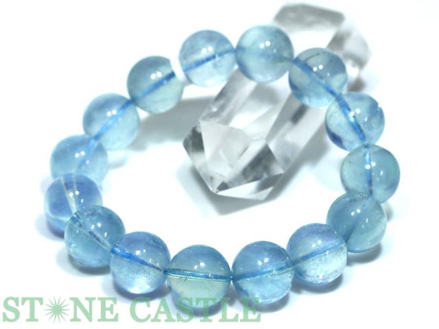 ☆一点物☆【ブレスレット】カラーチェンジアクアマリン (4A) 7644F (約14.5〜15mm) (鑑別書付) (ケース付) 天然石 パワーストーン