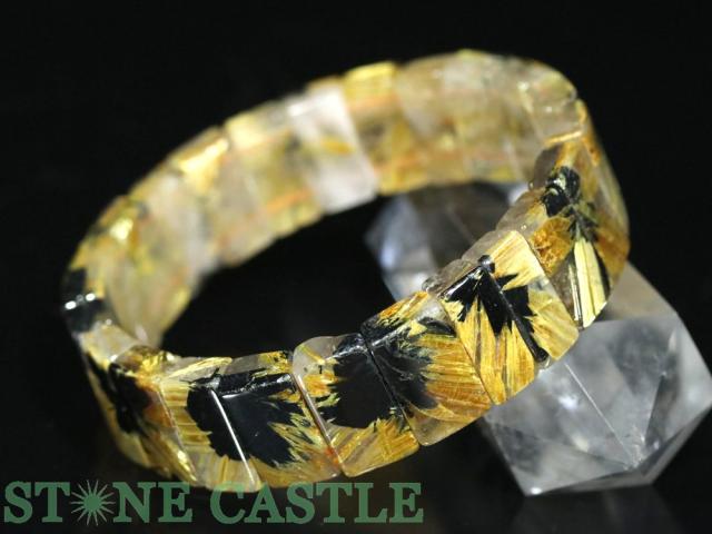 ☆一点物☆【ブレスレット】ビクトリー極太太陽タイチンルチル (5A) バングル No.10 約17x10x6mm (ケース付) 天然石 パワーストーン 48,900円
