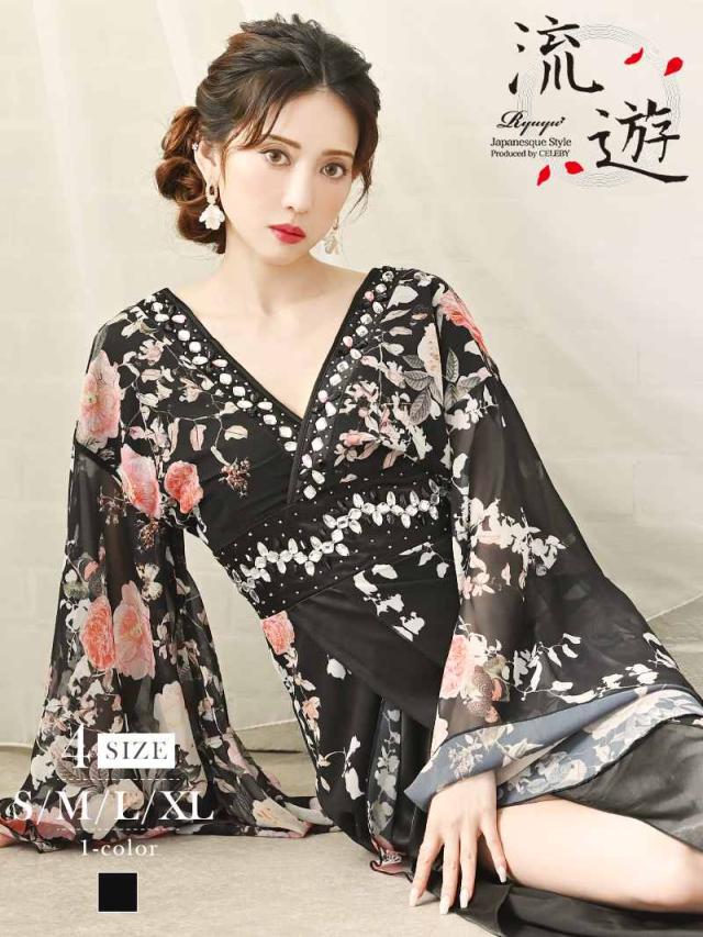 花魁 コスプレ 衣装 和柄ドレス コンパニオン 衣装 着物 ドレス 流遊 コスプレ 花魁 キャバクラ ロングドレス