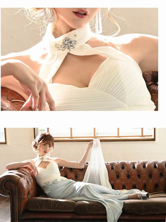 キャバ ドレス キャバクラ ロングドレス パーティードレス Belsia.LUX ロング丈 マーメイド ホルターネック 上品
